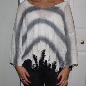 Anthropologie Gray/White Knit Top